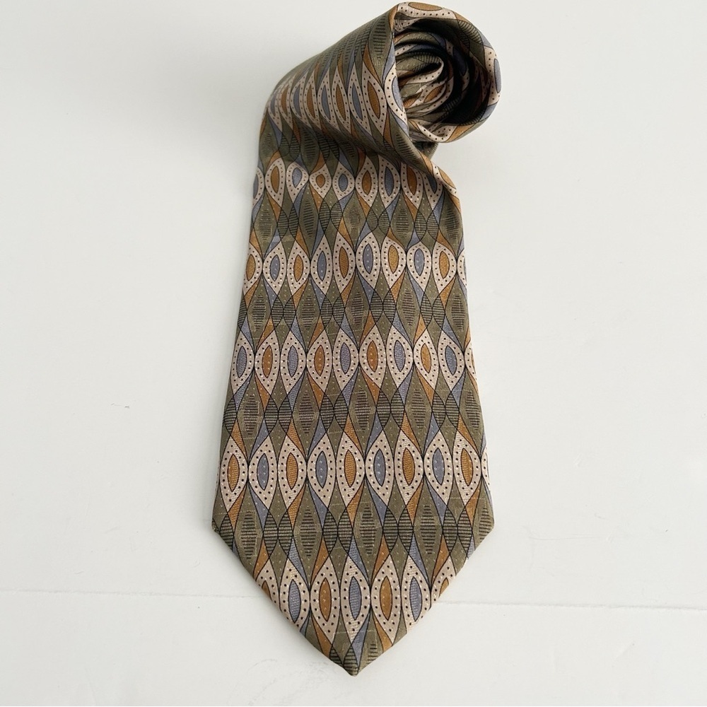 Elegant Geometric Patterned Silk Tie Robert Talbott - Picture 6 of 6